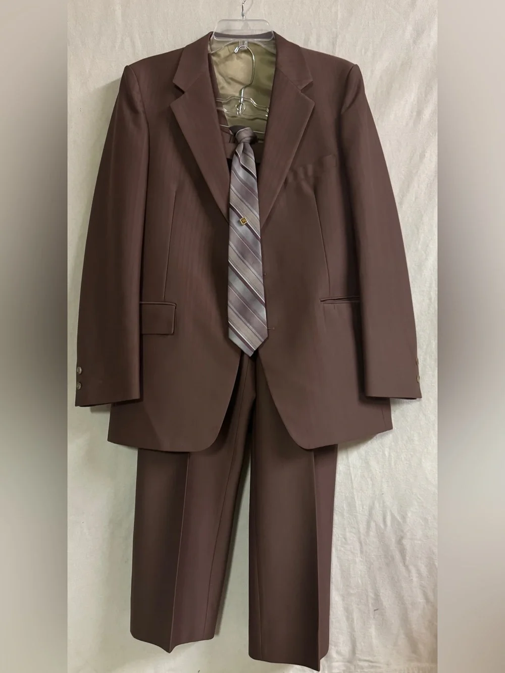 Vintage 70s Phoenix Mauve 3 Piece Suit Mens 40R 33x28 Union Made USA